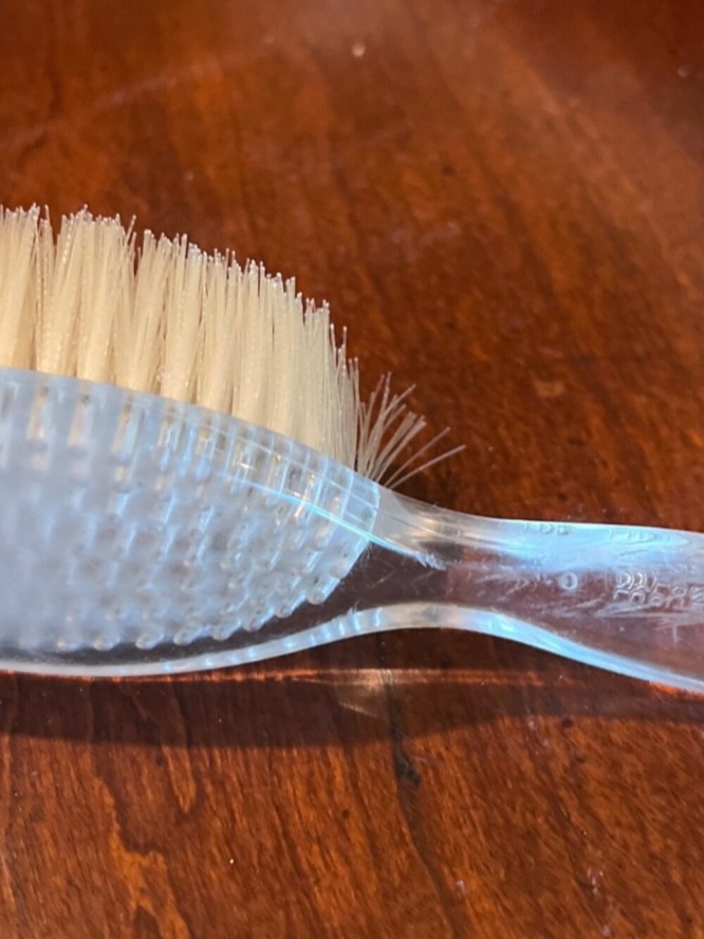 Clear lucite mohawk 103 nylon bristles baby brush USA Vintage